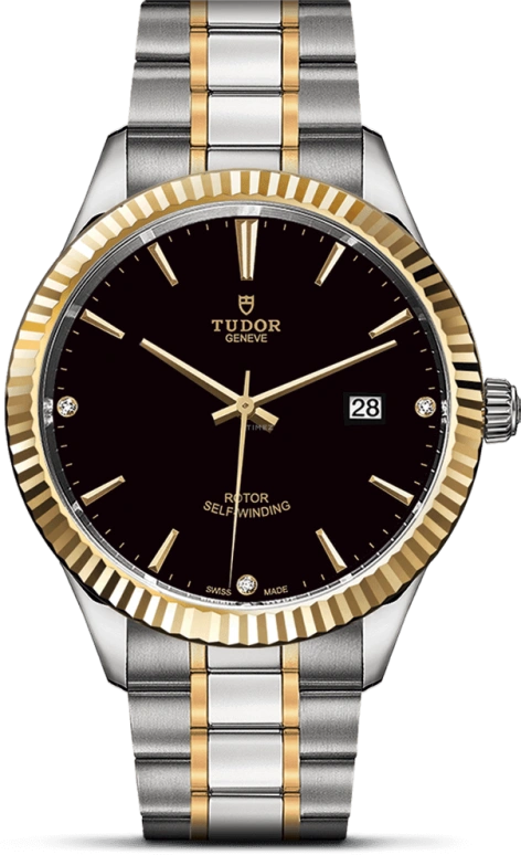 Tudor,Style 41mm,41mm,Yellow Gold,Stainless Steel,Black,Automatic,Date,38hours,12713,12713-0011