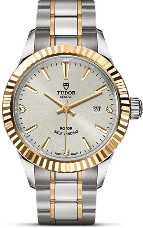 Tudor,Style 28mm,28mm,Yellow Gold,Stainless Steel,Silver,Automatic,Date,38hours,12113,12113-0009