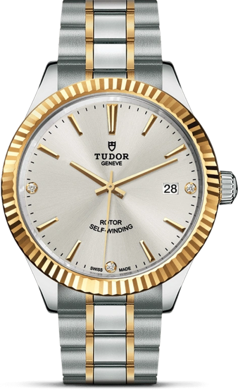 Tudor,Style 38mm,38mm,Yellow Gold,Stainless Steel,Silver,Automatic,Date,38hours,12513,12513-0009