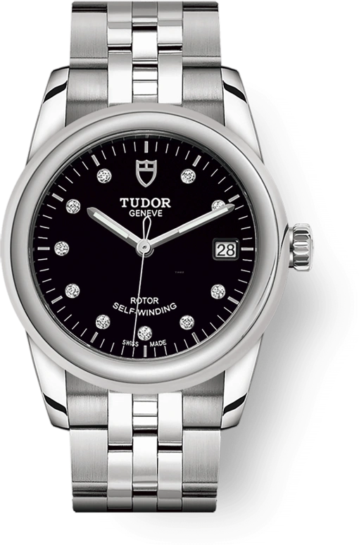 Tudor,Glamour 36mm,36mm,Stainless Steel,Black,Automatic,Date,38hours,55000,55000-0008