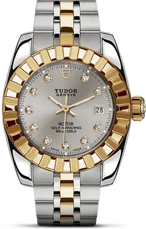 Tudor,Classic 28mm,28mm,Yellow Gold,Stainless Steel,Silver,Automatic,Day,38hours,22013,22013-0012