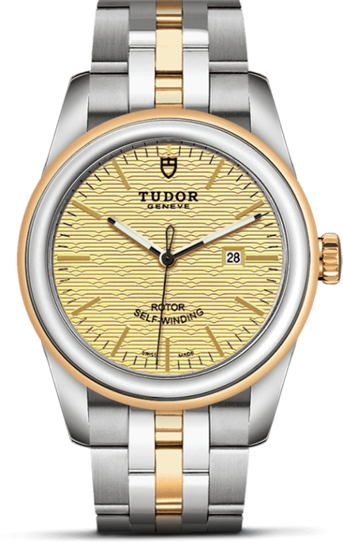 Tudor,Glamour 31mm,31mm,Yellow Gold,Stainless Steel,Champagne,Automatic,Date,38hours,53003,53003-0003