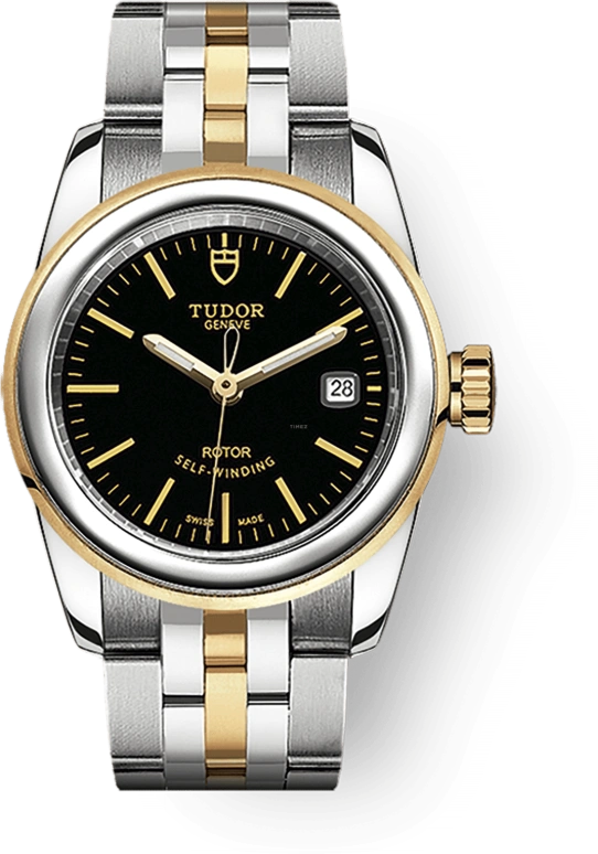 Tudor,Glamour 26mm,26mm,Yellow Gold,Stainless Steel,Black,Automatic,Date,38hours,51003,51003-0008