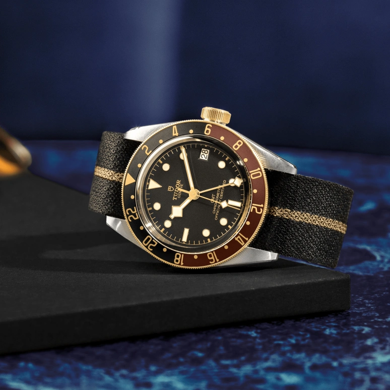 Tudor,Black Bay GMT 41mm,41mm,Yellow Gold,Stainless Steel,Black,Automatic,Date,70hours,79833MN,79833MN-0004