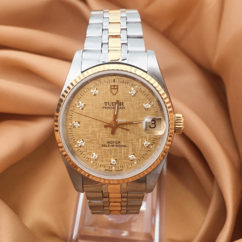 Tudor,Prince Princess 32mm,32mm,Stainless Steel,Gold,Automatic,Day,Sapphire,Crystal Glass,72033,72033-62453 10di