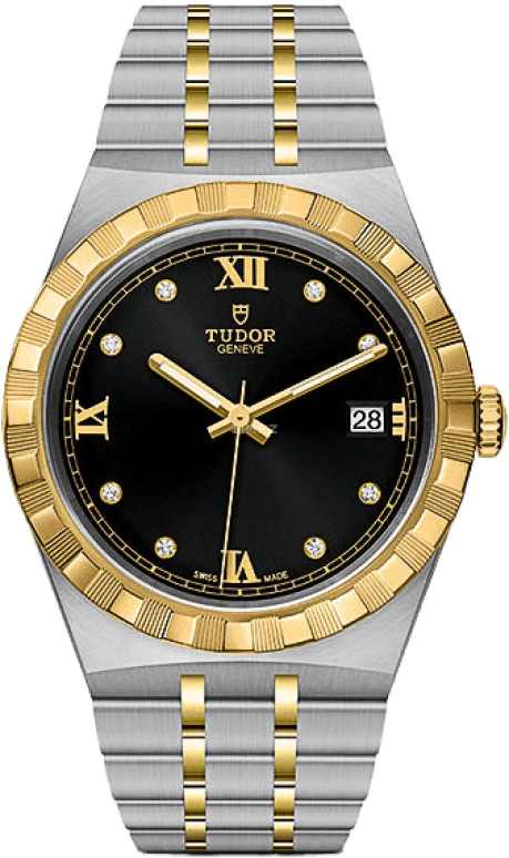 Tudor,Royal 38mm,38mm,Yellow Gold,Stainless Steel,Black,Automatic,Date,38hours,28503,28503-0004