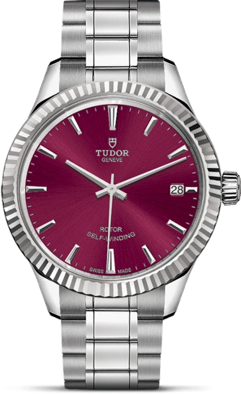 Tudor,Style 34mm,34mm,Stainless Steel,Purple,Automatic,Date,38hours,12310,12310-0015