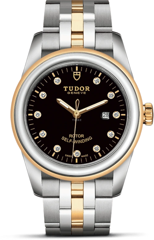 Tudor,Glamour 31mm,31mm,Yellow Gold,Stainless Steel,Black,Automatic,Date,38hours,53003,53003-0008