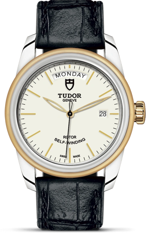 Tudor,Glamour 39mm,39mm,Yellow Gold,Stainless Steel,White,Automatic,Date,Day,56003,56003-0107