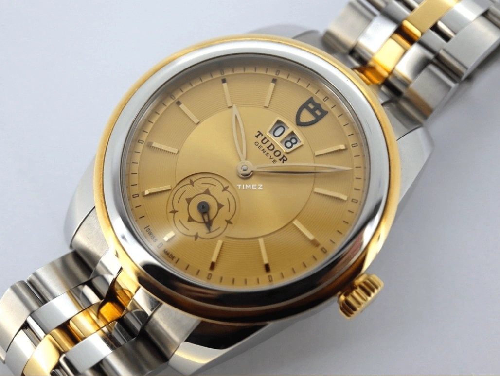 Tudor,Glamour 42mm,42mm,Stainless Steel,Gold,Automatic,Day,Sapphire,Crystal Glass,57003,57003-0002