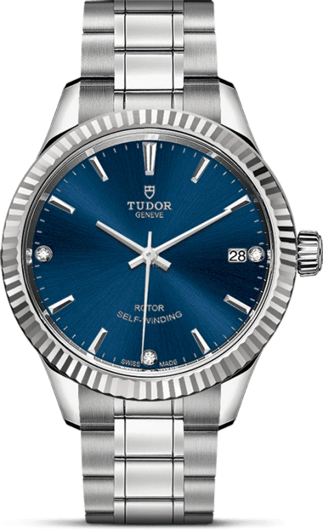 Tudor,Style 34mm,34mm,Stainless Steel,Blue,Automatic,Date,38hours,12310,12310-0017