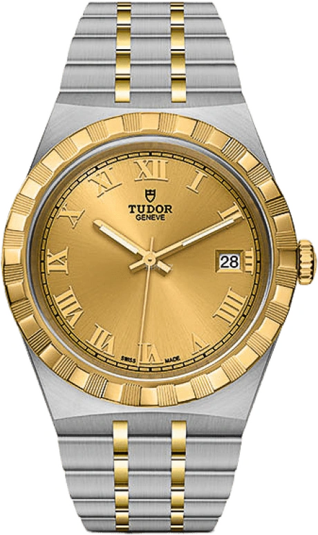 Tudor,Royal 38mm,38mm,Yellow Gold,Stainless Steel,Champagne,Automatic,Date,38hours,28503,28503-0003