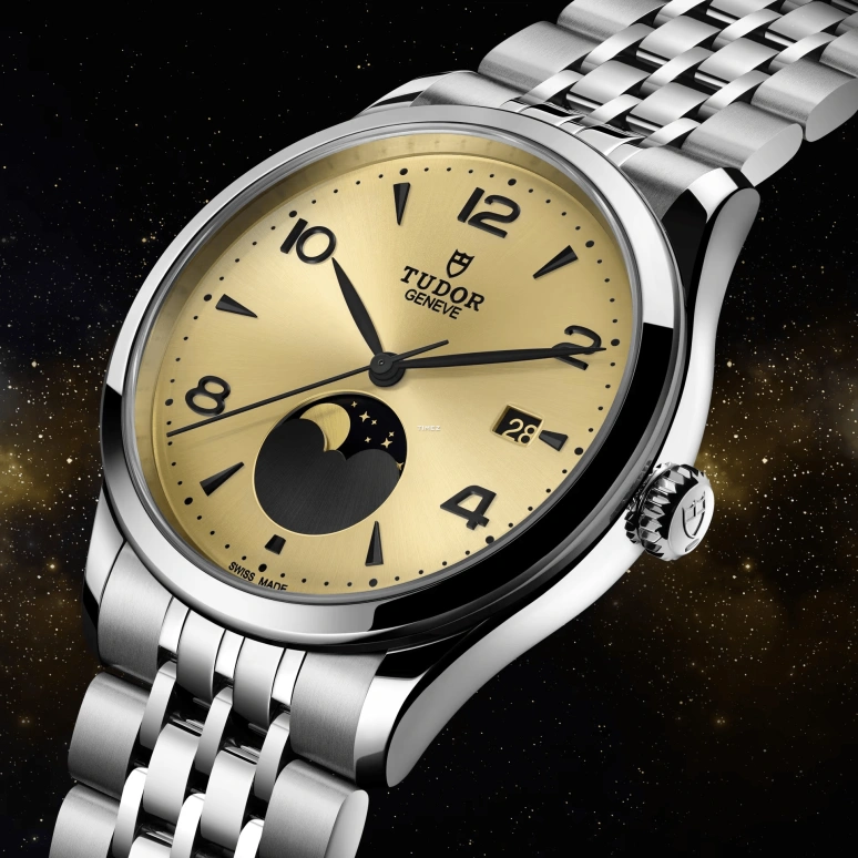 Tudor,1926 39mm,39mm,Stainless Steel,Gold,Automatic,Moonphase,Day,91560,91560-0001