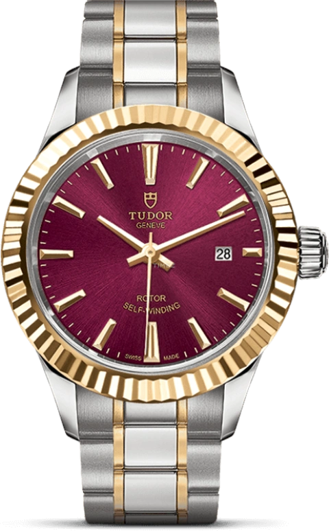 Tudor,Style 28mm,28mm,Yellow Gold,Stainless Steel,Purple,Automatic,Date,38hours,12113,12113-0013