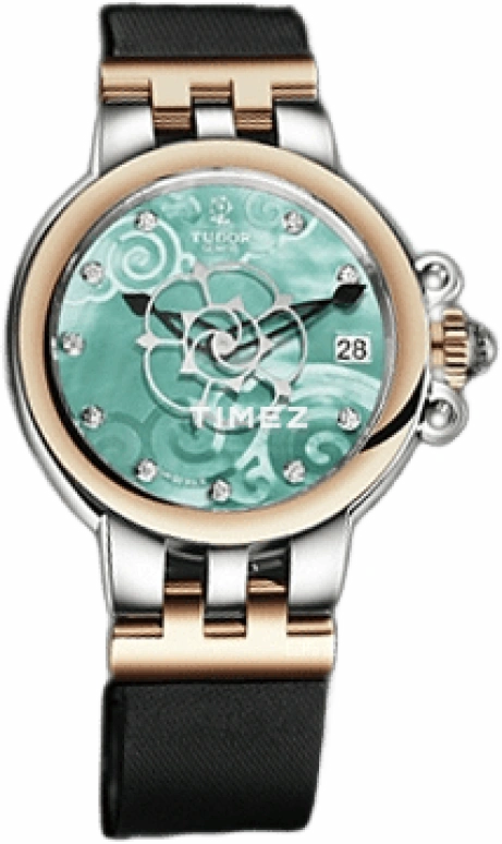 Tudor,Clair de Rose 34mm,34mm,Stainless Steel,Green,Automatic,Day,Sapphire,35701,35701-GRDDBSTS