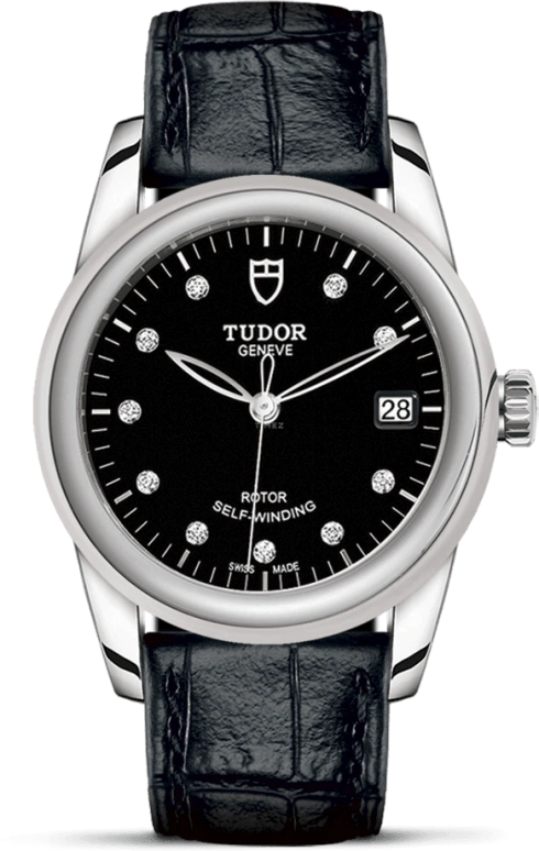 Tudor,Glamour 36mm,36mm,Stainless Steel,Black,Automatic,Day,38hours,55000,55000-0013