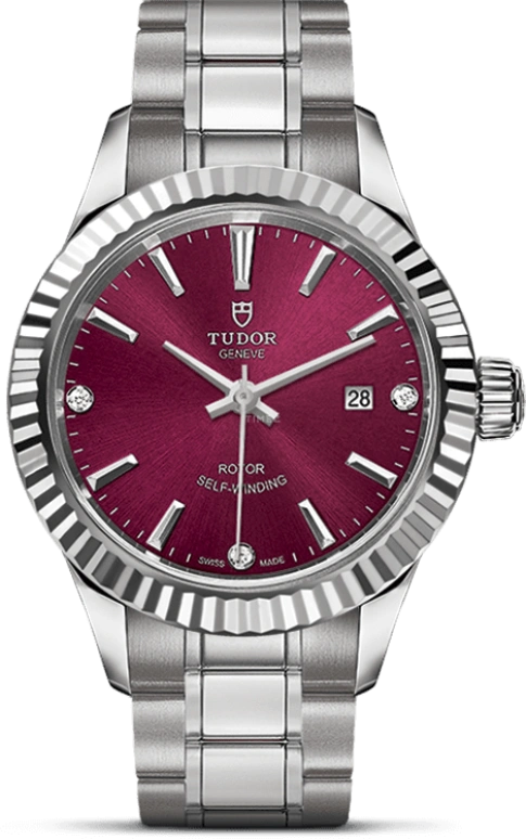 Tudor,Style 28mm,28mm,Stainless Steel,Purple,Automatic,Date,38hours,12110,12110-0019