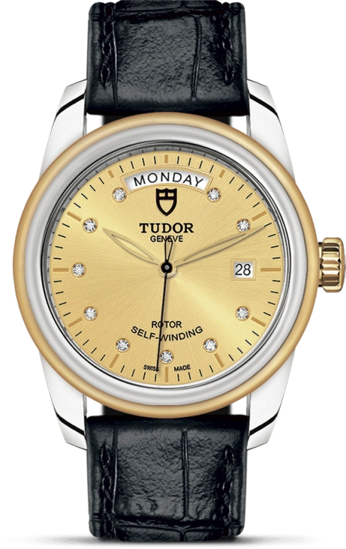Tudor,Glamour 39mm,39mm,Yellow Gold,Stainless Steel,Champagne,Automatic,Date,Day,56003,56003-0035