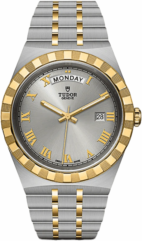 Tudor,Royal 41mm,41mm,Yellow Gold,Stainless Steel,Silver,Automatic,Date,Day,28603,28603-0001