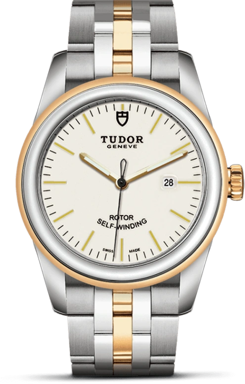 Tudor,Glamour 31mm,31mm,Yellow Gold,Stainless Steel,White,Automatic,Date,38hours,53003,53003-0065