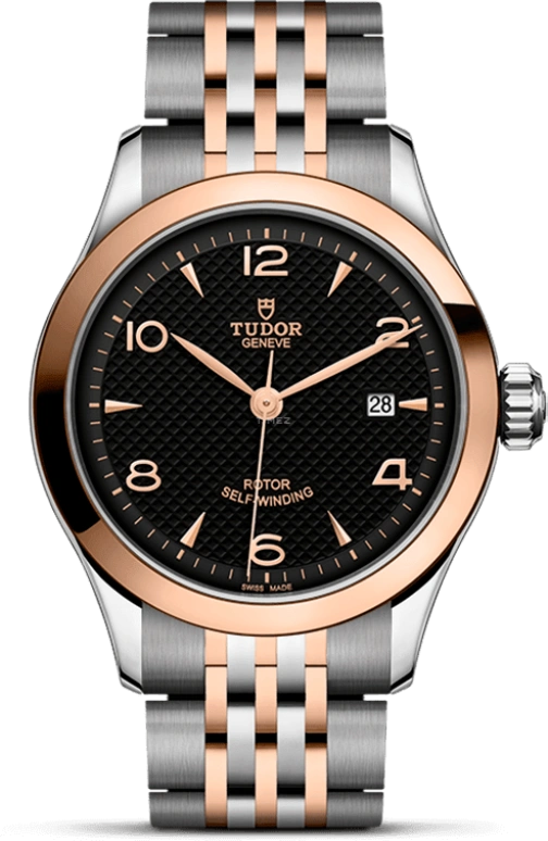 Tudor,1926 28mm,28mm,Rose Gold,Stainless Steel,Black,Automatic,Day,38hours,91351,91351-0003