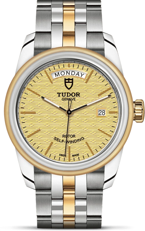 Tudor,Glamour 39mm,39mm,Yellow Gold,Stainless Steel,Champagne,Automatic,Date,Day,56003,56003-0003