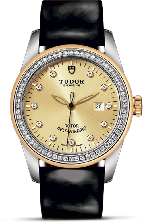 Tudor,Glamour 31mm,31mm,Yellow Gold,Stainless Steel,Champagne,Automatic,Date,38hours,53023,53023-0045