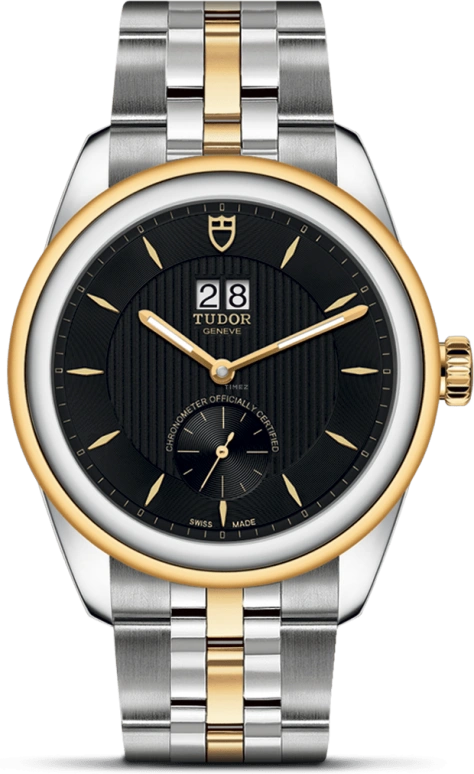Tudor,Glamour 42mm,42mm,Yellow Gold,Stainless Steel,Black,Automatic,Big Date,70hours,57103,57103-0002