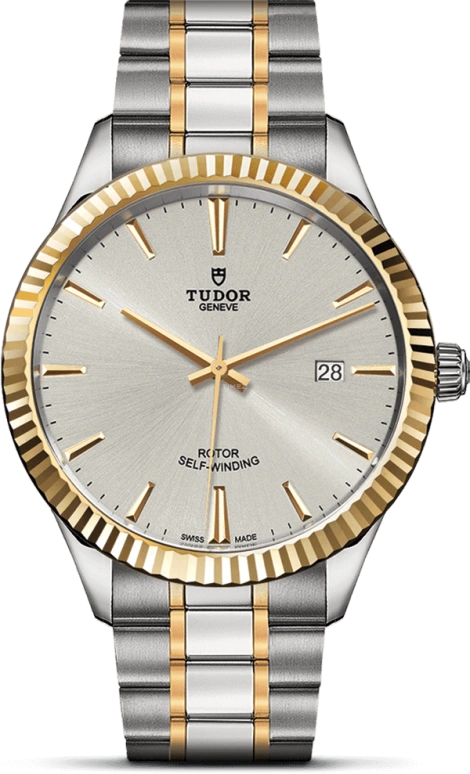 Tudor,Style 41mm,41mm,Yellow Gold,Stainless Steel,Silver,Automatic,Date,38hours,12713,12713-0003