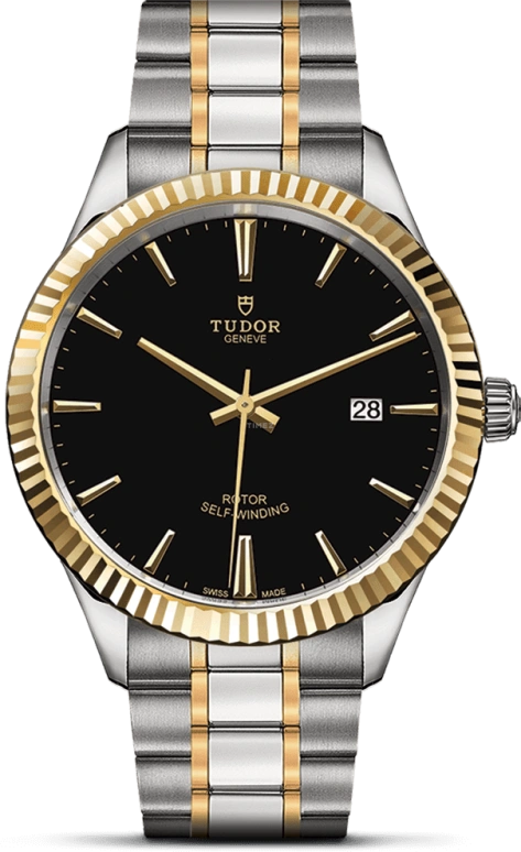 Tudor,Style 41mm,41mm,Yellow Gold,Stainless Steel,Black,Automatic,Date,38hours,12713,12713-0005
