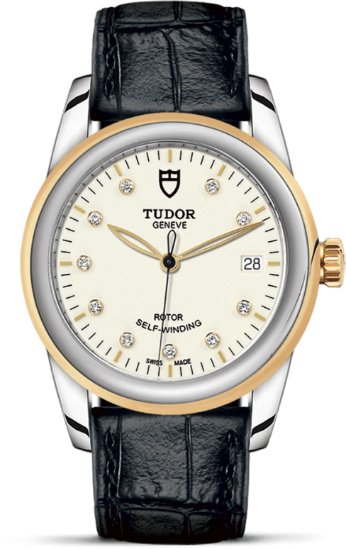 Tudor,Glamour 36mm,36mm,Yellow Gold,Stainless Steel,White,Automatic,Date,38hours,55003,55003-0095