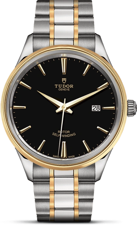 Tudor,Style 41mm,41mm,Yellow Gold,Stainless Steel,Black,Automatic,Date,38hours,12703,12703-0003