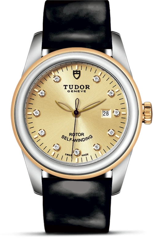Tudor,Glamour 31mm,31mm,Yellow Gold,Stainless Steel,Champagne,Automatic,Date,38hours,53003,53003-0041