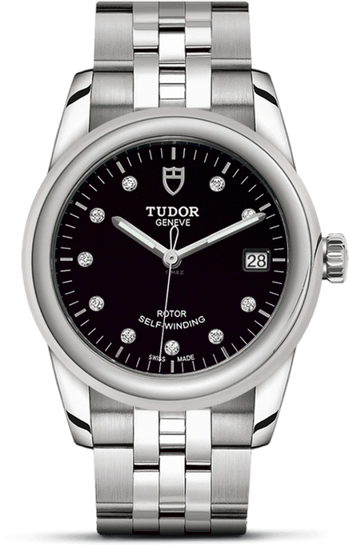 Tudor,Glamour 36mm,36mm,Stainless Steel,Black,Automatic,Date,38hours,55000,55000-0008