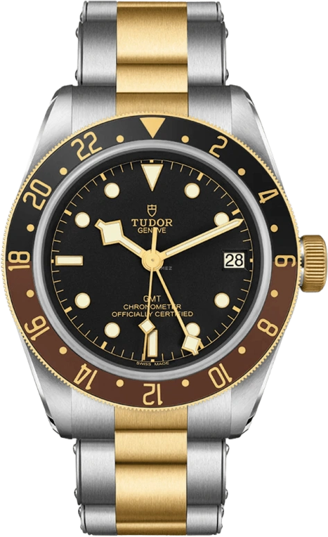 Tudor,Black Bay GMT 41mm,41mm,Yellow Gold,Stainless Steel,Black,Automatic,Date,70hours,79833MN,79833MN-0001
