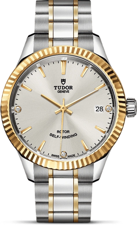 Tudor,Style 34mm,34mm,Yellow Gold,Stainless Steel,Silver,Automatic,Date,38hours,12313,12313-0009