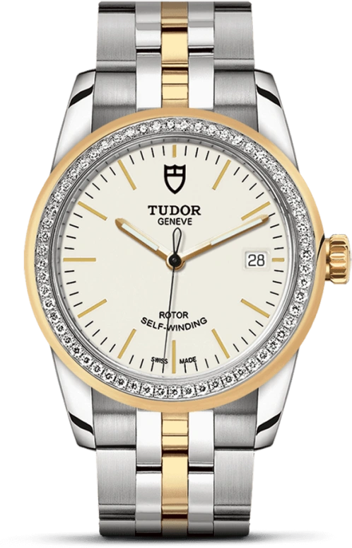 Tudor,Glamour 36mm,36mm,Yellow Gold,Stainless Steel,White,Automatic,Date,38hours,55023,55023-0081