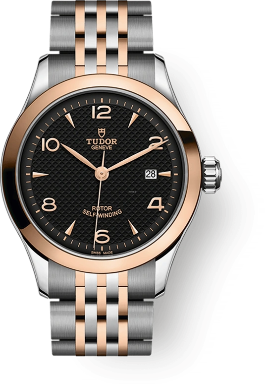 Tudor,1926 28mm,28mm,Rose Gold,Stainless Steel,Black,Automatic,Day,38hours,91351,91351-0003