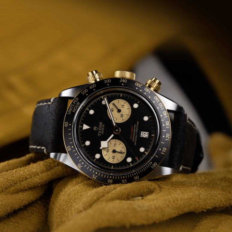 Tudor,Black Bay Chronograph 41mm,41mm,Yellow Gold,Stainless Steel,Black,Automatic,Chronograph,Day,79363N,79363N-0002