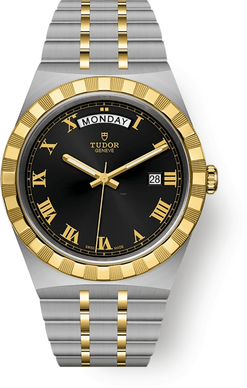 Tudor,Royal 41mm,41mm,Yellow Gold,Stainless Steel,Black,Automatic,Date,Day,28603,28603-0003