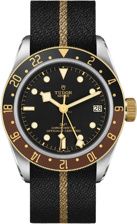 Tudor,Black Bay GMT 41mm,41mm,Yellow Gold,Stainless Steel,Black,Automatic,Date,70hours,79833MN,79833MN-0004