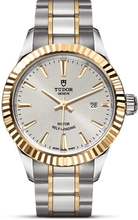 Tudor,Style 28mm,28mm,Yellow Gold,Stainless Steel,Silver,Automatic,Date,38hours,12113,12113-0003