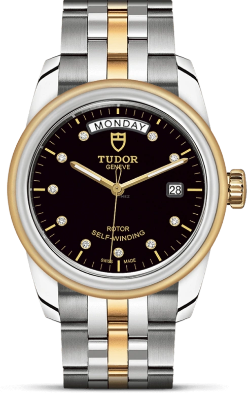 Tudor,Glamour 39mm,39mm,Yellow Gold,Stainless Steel,Black,Automatic,Date,Day,56003,56003-0008