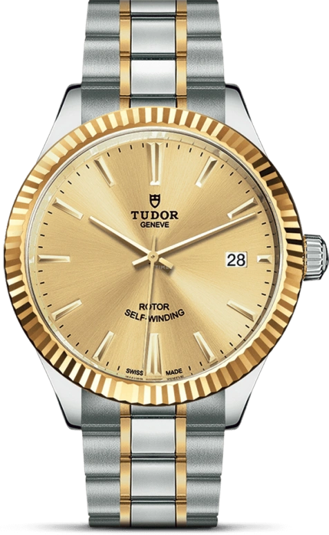 Tudor,Style 38mm,38mm,Yellow Gold,Stainless Steel,Champagne,Automatic,Date,38hours,12513,12513-0001