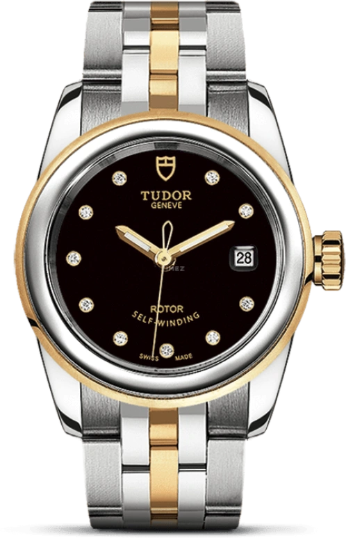 Tudor,Glamour 26mm,26mm,Yellow Gold,Stainless Steel,Black,Automatic,Date,38hours,51003,51003-0007