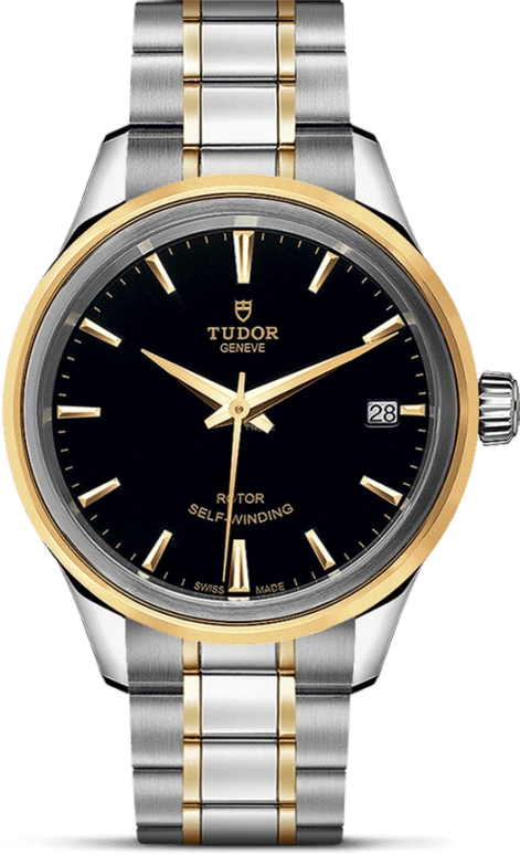 Tudor,Style 34mm,34mm,Yellow Gold,Stainless Steel,Black,Automatic,Date,38hours,12303,12303-0003