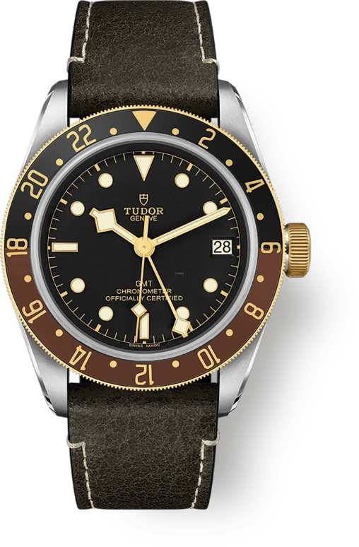 Tudor,Black Bay GMT 41mm,41mm,Yellow Gold,Stainless Steel,Black,Automatic,Date,70hours,79833MN,79833MN-0003