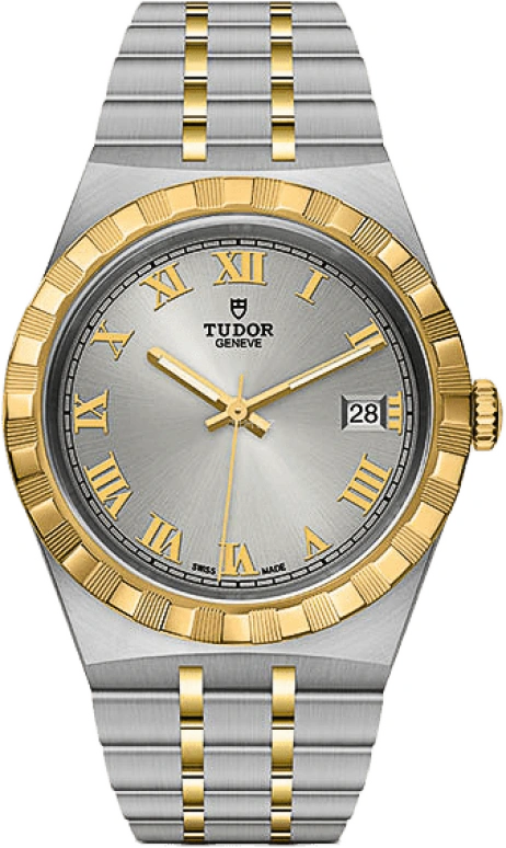 Tudor,Royal 38mm,38mm,Yellow Gold,Stainless Steel,Silver,Automatic,Date,38hours,28503,28503-0001