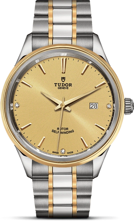Tudor,Style 41mm,41mm,Yellow Gold,Stainless Steel,Champagne,Automatic,Date,38hours,12703,12703-0004