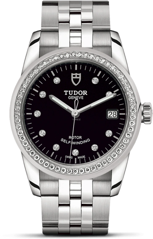 Tudor,Glamour 36mm,36mm,Stainless Steel,Black,Automatic,Date,38hours,55020,55020-0007